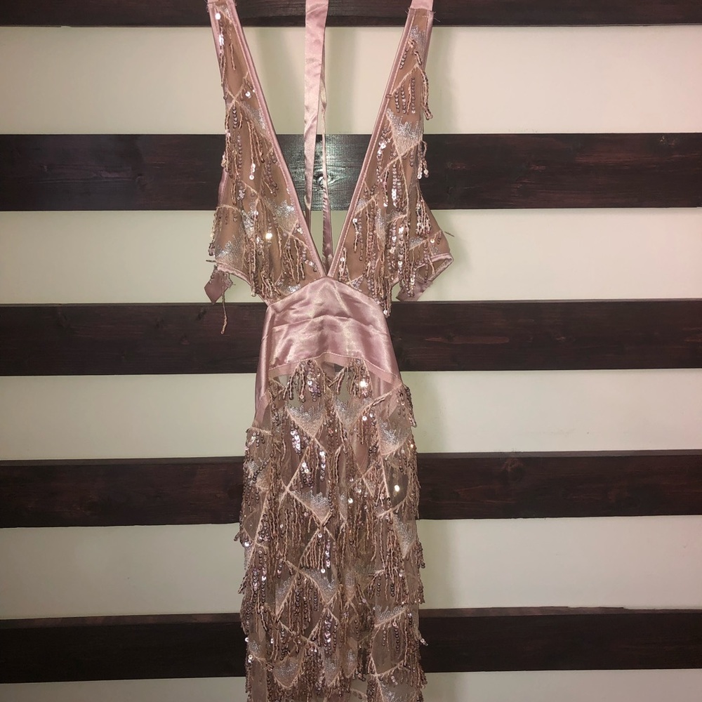 Sexy Backless Sequin Dress Champagne - Picture 2 of 3